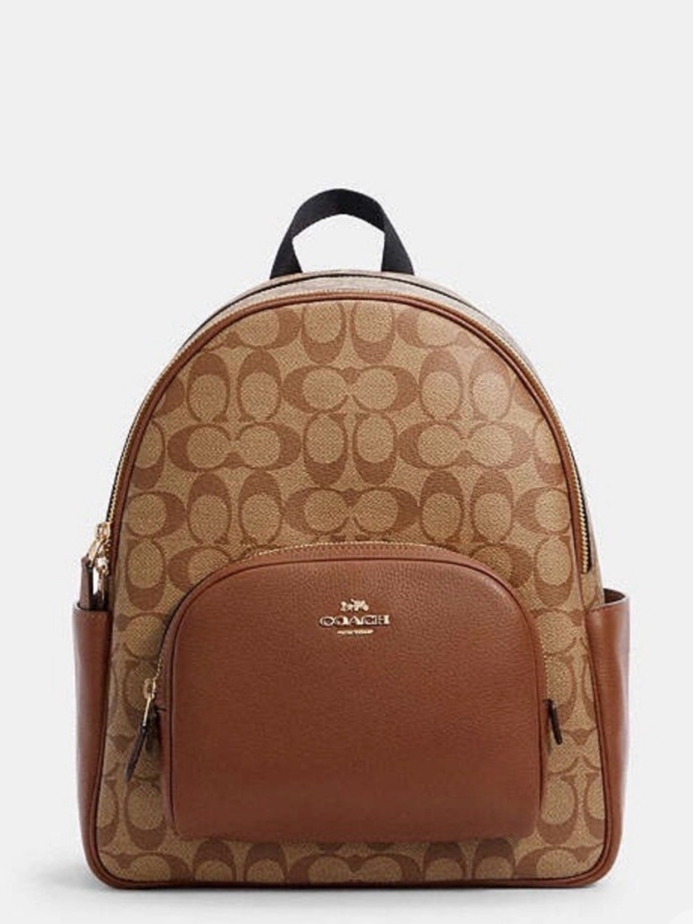 Coach Court Backpack in Signature Canvas in Khaki/Saddle 2 (Style No. 5671)